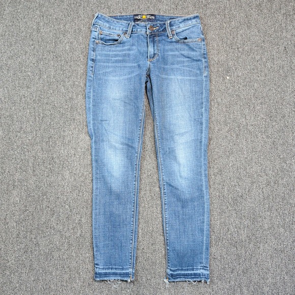 Lucky Brand Y2K Lolita Capri Jeans 2 26 Blue Released Raw Hem Mid Rise Denim — photo 2